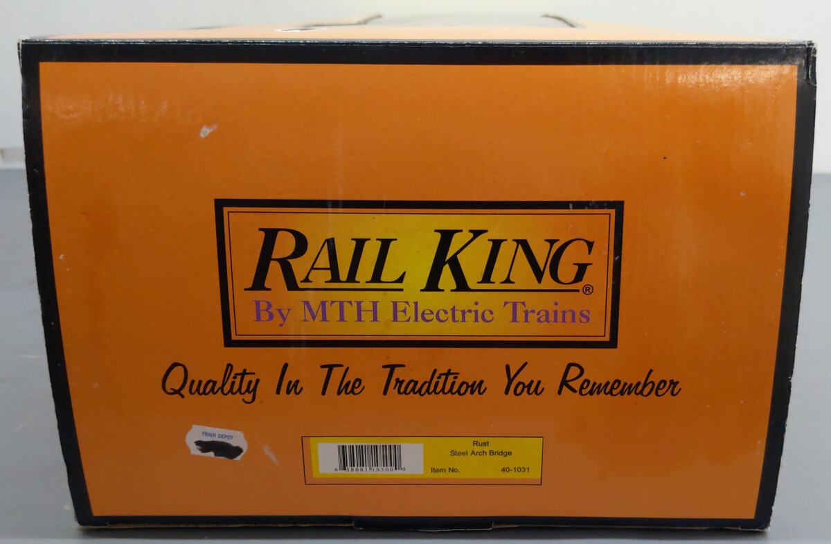 MTH 40-1031 O Gauge 30 Inch Rust Colored Steel Arch Bridge w/ Piers VG/Box