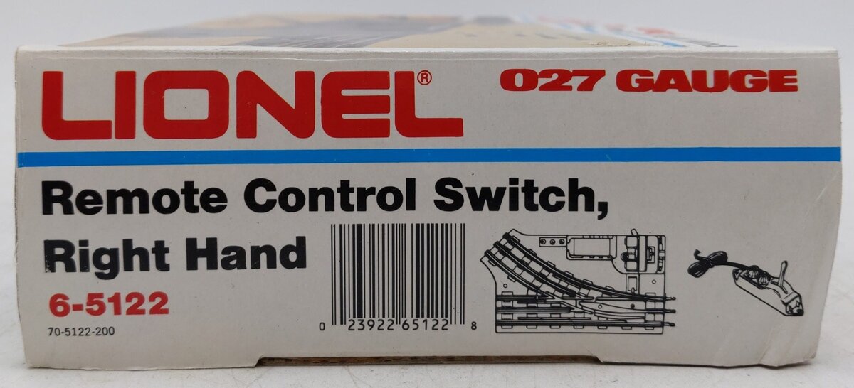 Lionel 6-5122 027 Right Hand Remote Control Switch Turnout EX/Box
