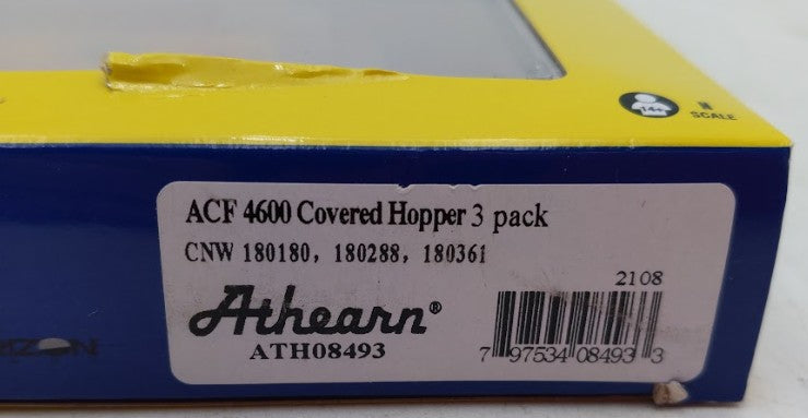 Athearn ATH08493 N Scale Chicago & North Western ACF 4600 Covered Hopper 3 Pack NIB