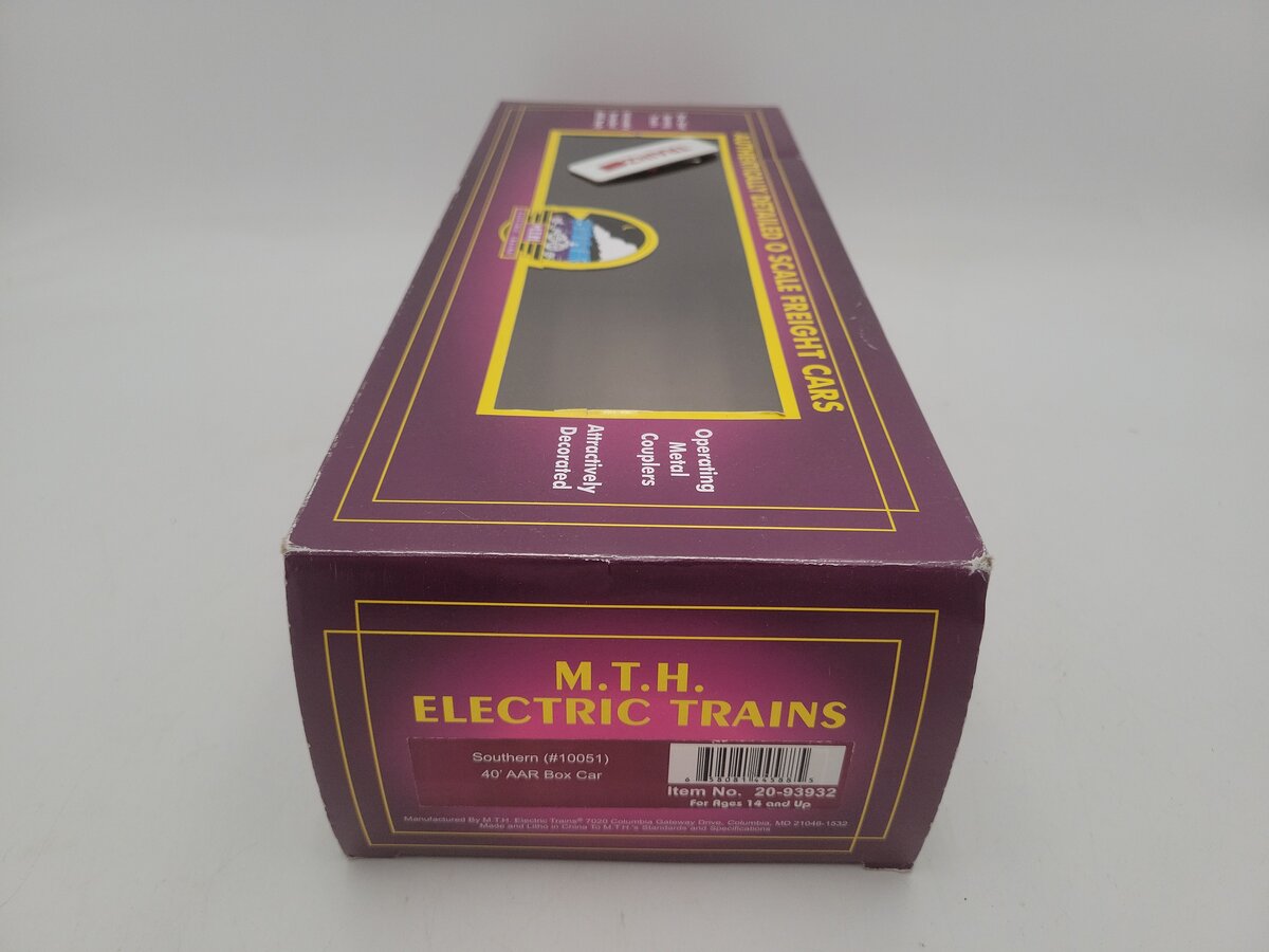 MTH 20-93932 O Gauge Southern 40' AAR Freight Box Car #10051 EX/Box