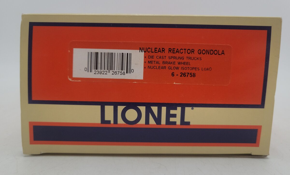 Lionel 6-26758 O Gauge AEC Nuclear Reactor Gondola w/ Isotope Load #719766 LN/Box