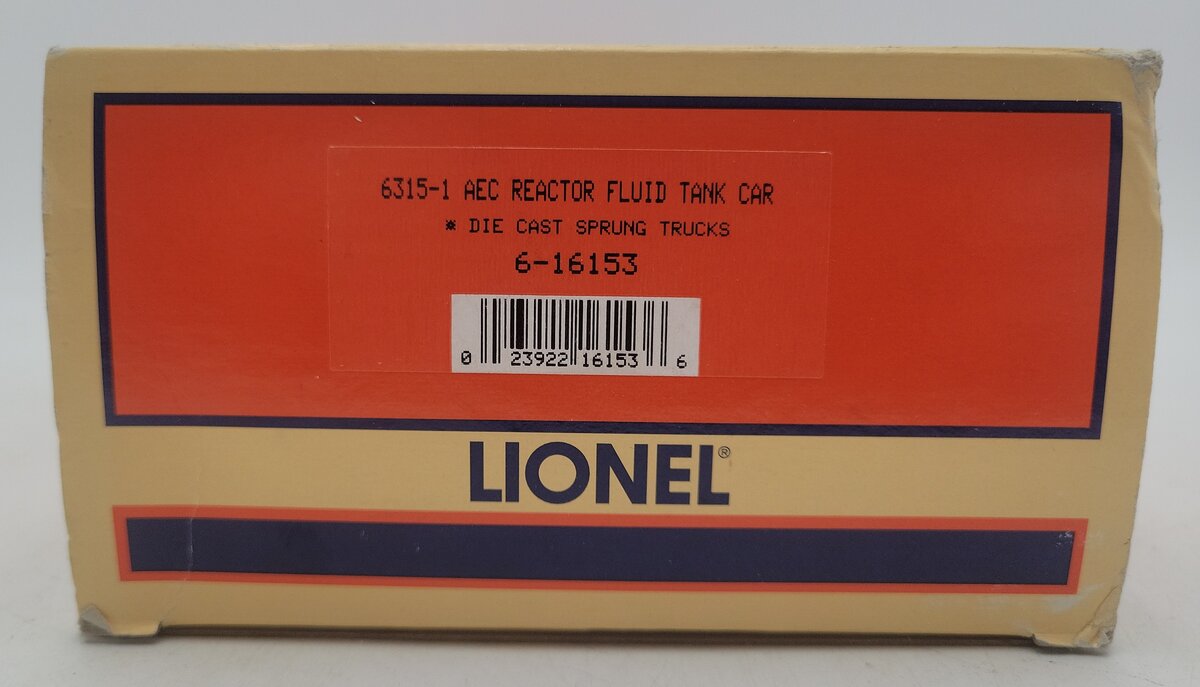 Lionel 6-16153 O Gauge AEC Reactor Fluid Tank Car (Blue) EX/Box