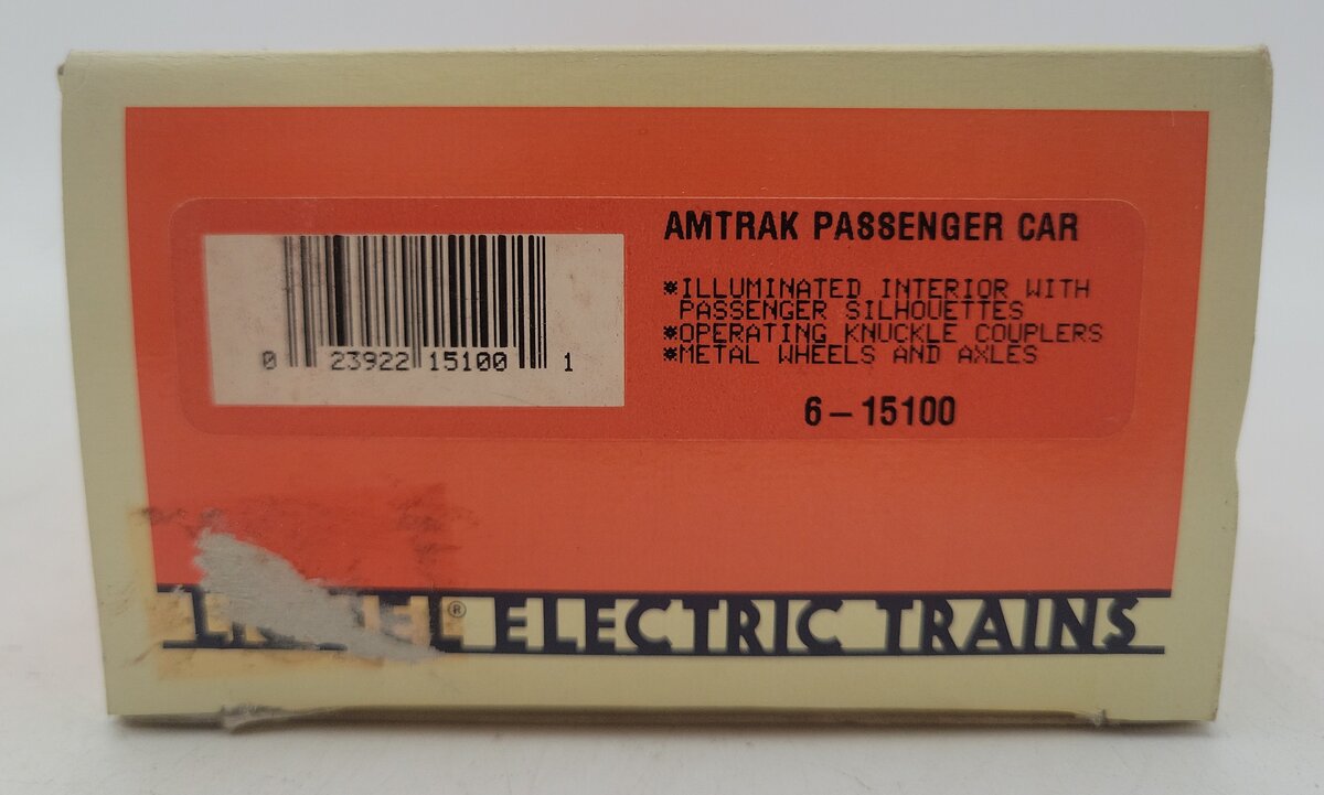 Lionel 6-15100 O Gauge Amtrak "Danbury" Illuminated Passenger Car EX/Box