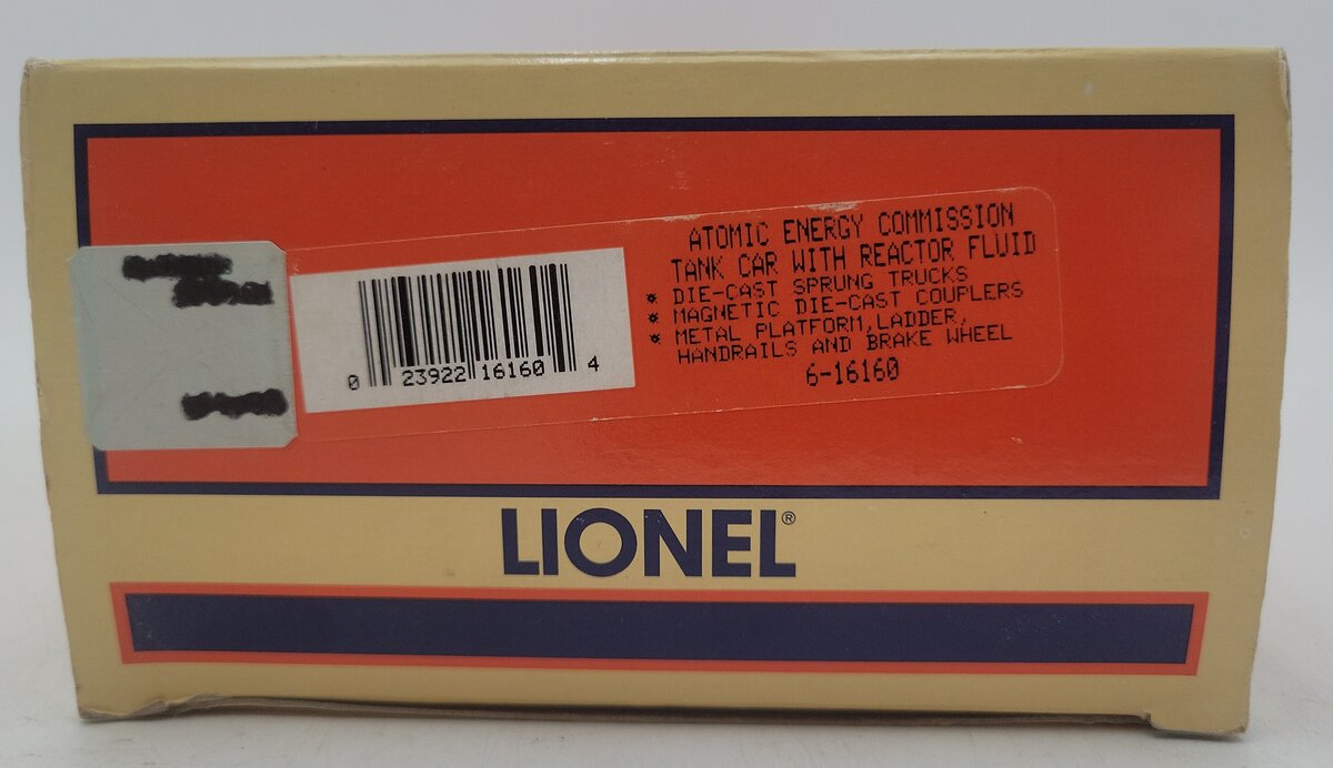 Lionel 6-16160 O Gauge AEC Reactor Fluid Tank Car #6515-4 (Black) VG/Box