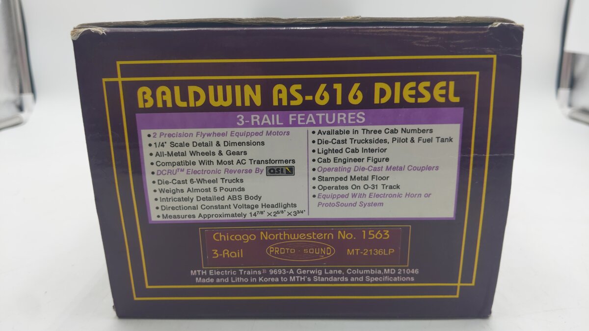 MTH 20-2136-1 Chicago & North Western AS616 Diesel Engine #1563 w/PS1 EX/Box