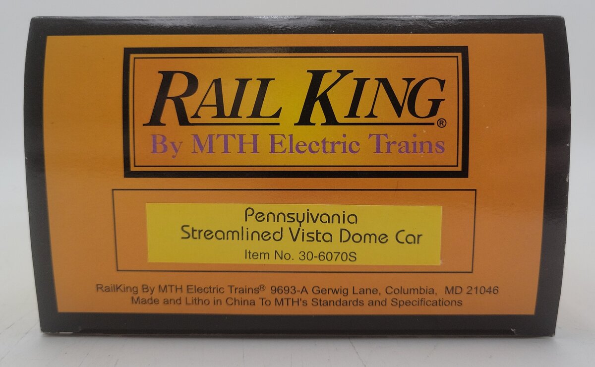 MTH 30-6070S O Pennsylvania Streamlined Vista Dome Car #2036 EX/Box