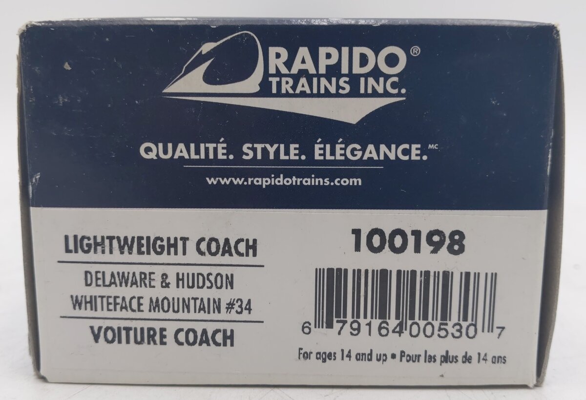 Rapido Trains 100198 Delaware & Hudson Whiteface Mountain Passenger Car #34 EX/Box