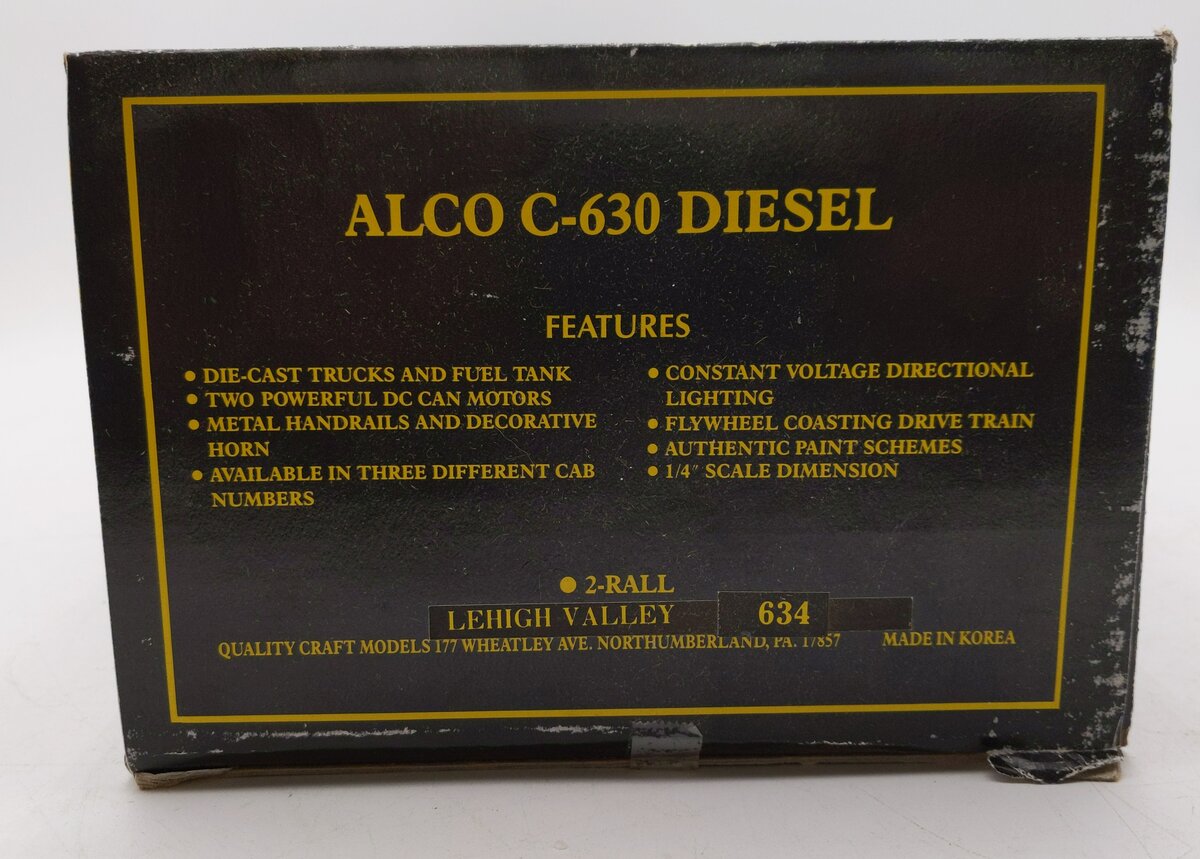 Weaver 1055 O Lehigh Valley Alco C-630 Diesel Locomotive #634 - 2 Rail LN/Box