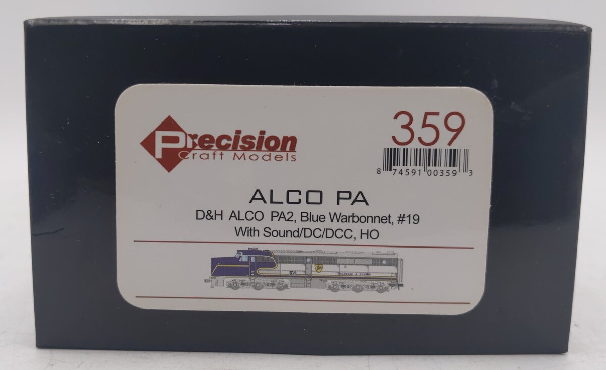 Precision Craft Models 359 HO D&H Alco PA2 Diesel Locomotive W/ DCC & Sound #19 EX/Box