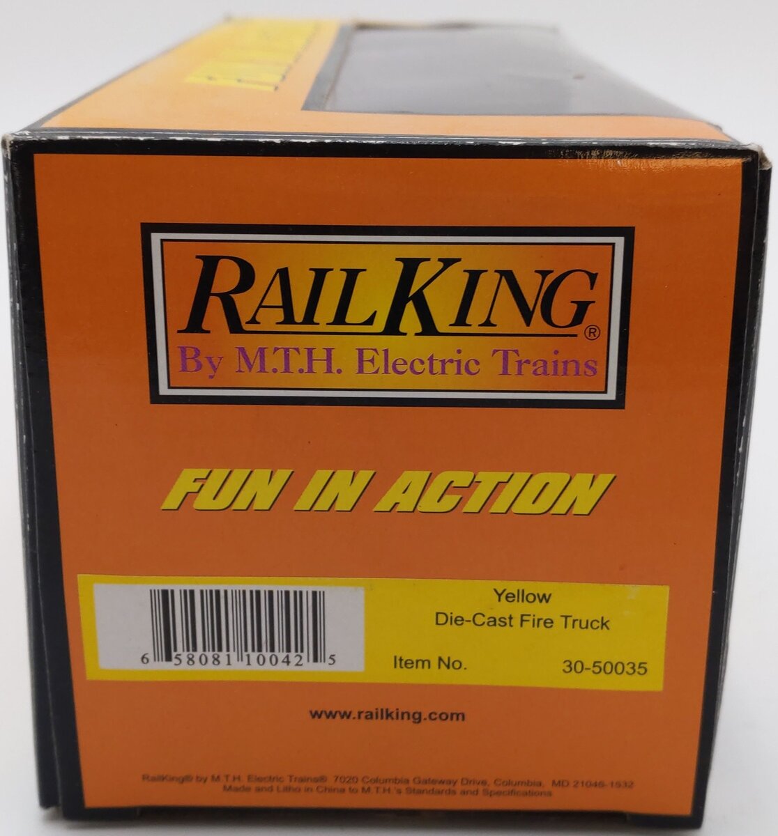 MTH 30-50035 O Scale RailKing Yellow Die-Cast Fire Truck EX/Box