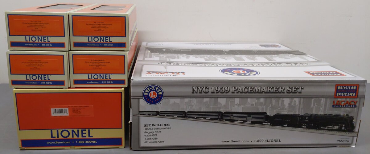 Lionel 1922050 O Gauge NYC Pacemaker Steam Passenger Car Set with LCS (Set of 5) EX/Box