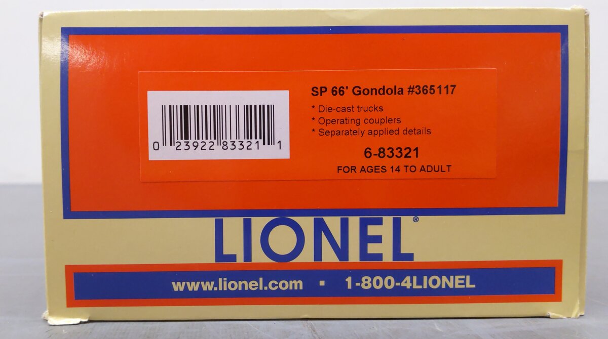 Lionel 6-83321 O Southern Pacific 65' Mill Gondola #365117 LN/Box