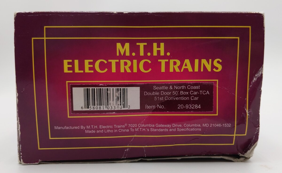 MTH 20-93284 O Gauge Seattle & North Coast Doube Door 50' Box Car #1180 EX/Box
