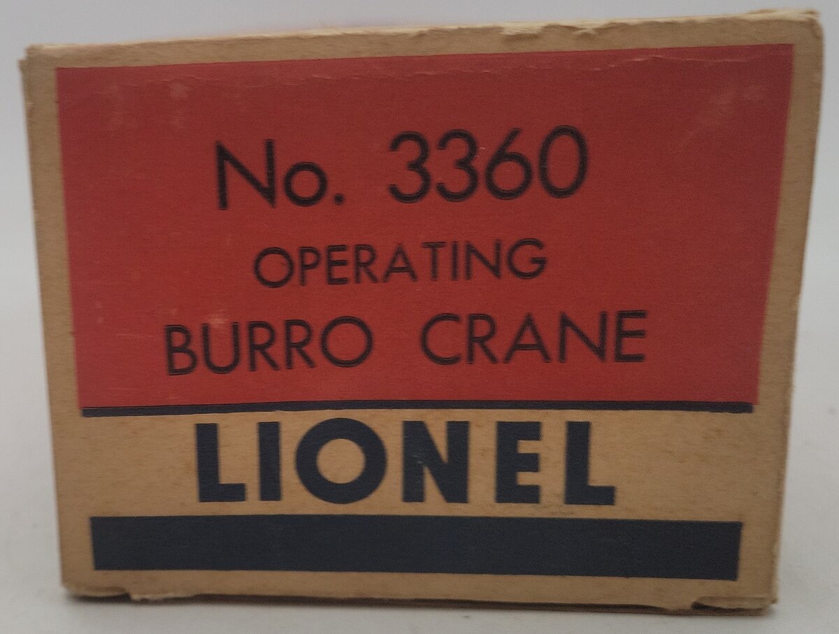 Lionel 3360 Vintage O Gauge Postwar Operating Burro Crane Car VG/Box