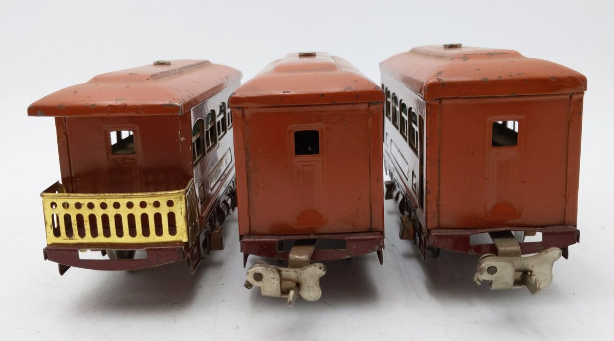 Lionel 529S Vintage O Prewar Terra Cotta Passenger Car Set: 529, 529, 530 (3) VG