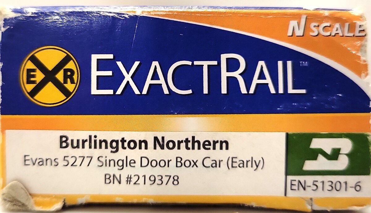 ExactRail EN-51301-6 N Burlington Northern Evans 5277 Single Door Boxcar #219378 LN/Box