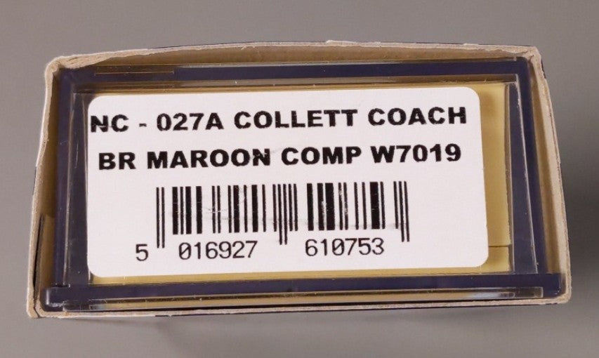 Dapol NC-027A N Scale British Railway Maroon Collett Coach Passenger Car #W7019 LN/Box
