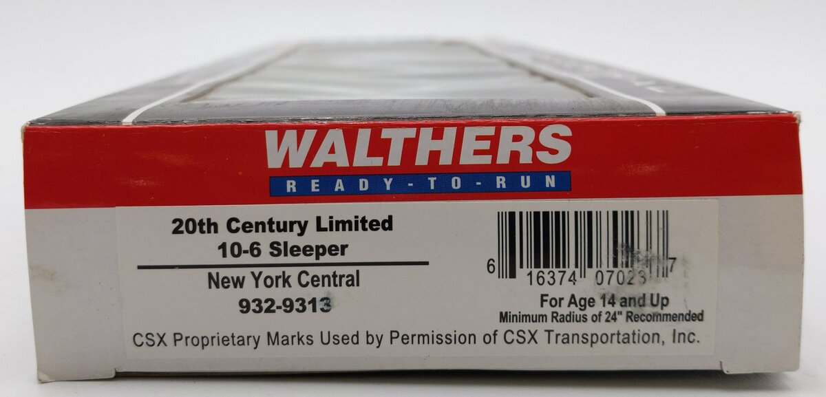 Walthers 932-9313 HO Scale NYC 20th Century Limited 10-6 Sleeper Passenger Car LN/Box