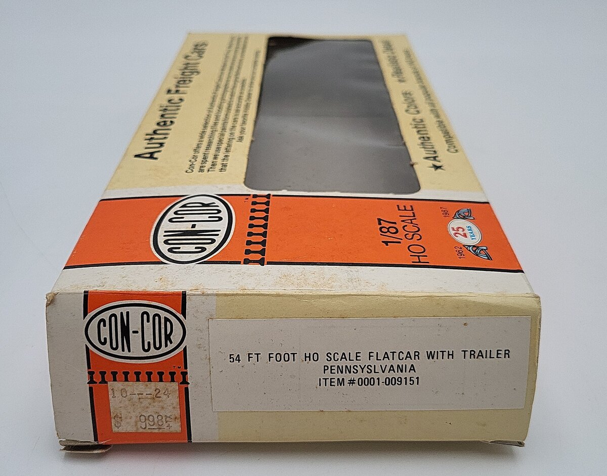 Con-Cor 0001-009151 PRR 54' HO Flatcar w/Trailer Kit EX/Box