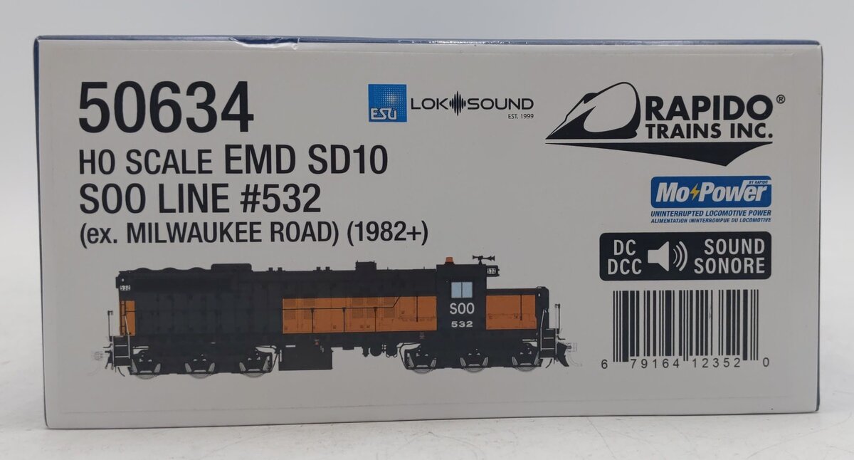 Rapido Trains 50634 HO Scale SOO Line EMD SD10 Diesel Loco #532 w/DCC&Sounds NIB