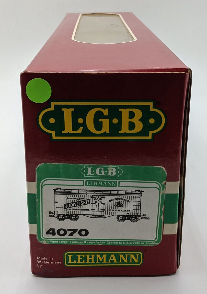 LGB 4070 G Scale Budweiser Woodside Reefer Car #4070 VG/Box