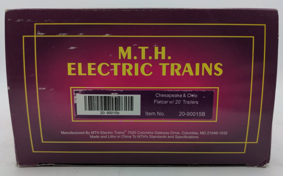 MTH 20-90015B O Gauge Chesapeake & Ohio Flatcar w/ Trailers #81315 EX/Box