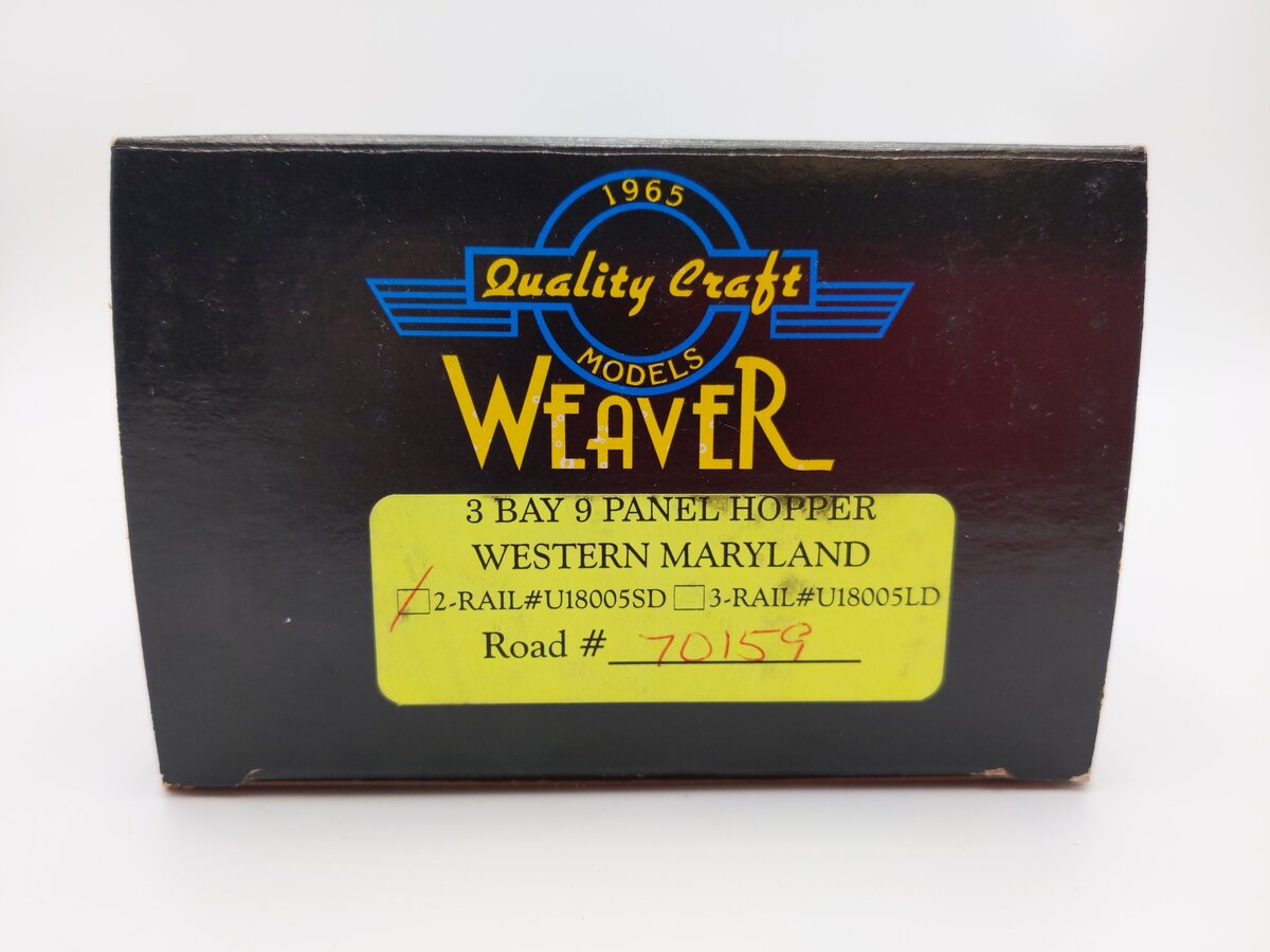 Weaver U18005SD O Scale Western Maryland 3-Bay 9 Panel Hopper #70159 (2-Rail) EX/Box