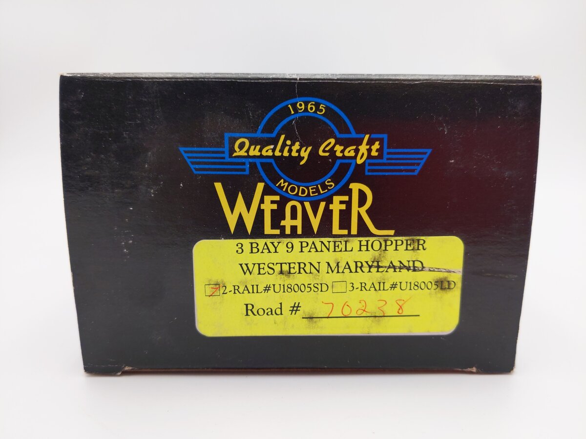 Weaver U18005SD O Scale Western Maryland 3-Bay 9 Panel Hopper #70238 (2-Rail) EX/Box