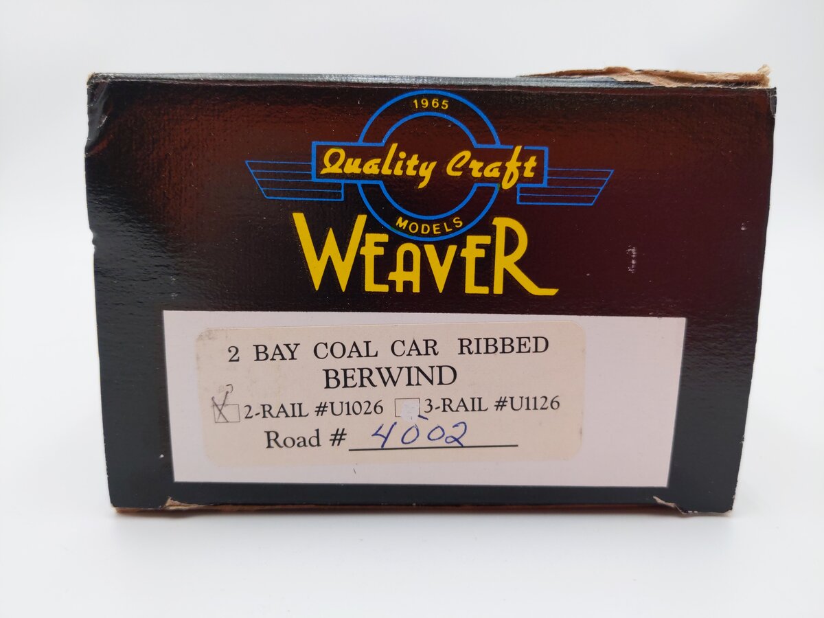 Weaver U1026 O Scale Berwind 2-Bay Ribbed Coal Car #4002 (2-Rail) LN/Box