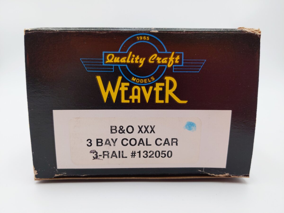 Weaver O Scale Baltimore & Ohio "XXX" 3-Bay Coal Car #132050 (2-Rail) EX/Box