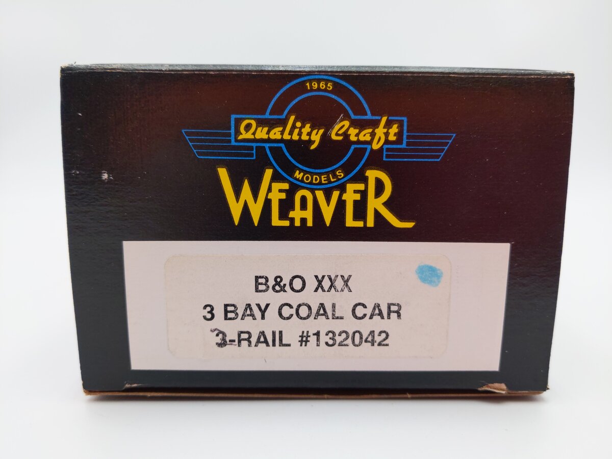 Weaver O Scale Baltimore & Ohio "XXX" 3-Bay Coal Car #132050 (2-Rail) EX/Box