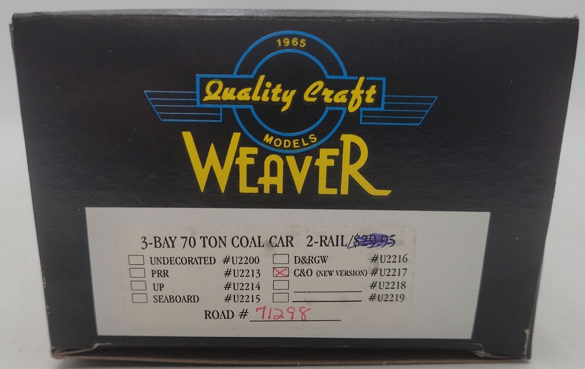 Weaver U2217 O Scale Chesapeake & Ohio Hopper Car #71298 (2-Rail) EX/Box