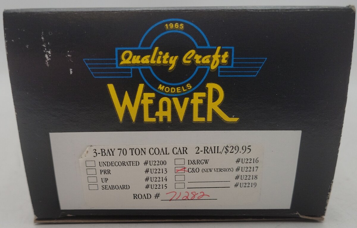 Weaver U2217 O Scale Chesapeake & Ohio Hopper Car #71282 (2-Rail) EX/Box