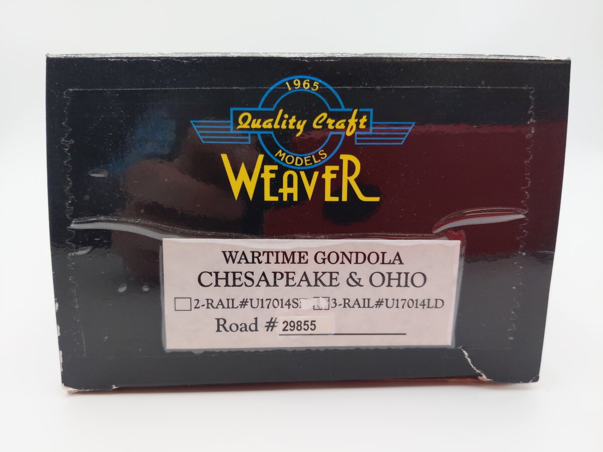 Weaver U17014LD O Scale Chesapeake & Ohio Wartime Gondola #29855 (2-Rail) LN/Box