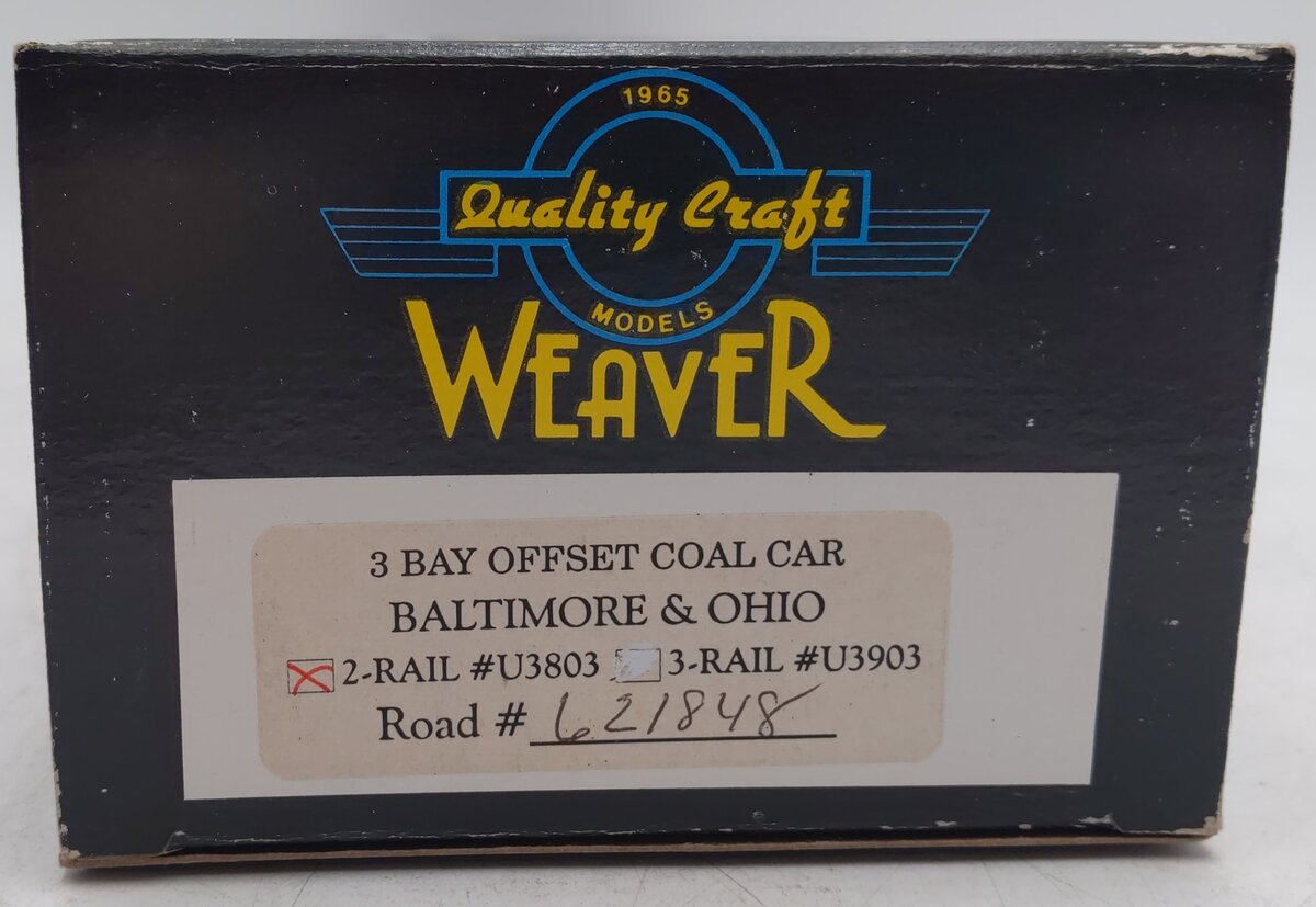 Weaver U3803 O Scale Baltimore & Ohio Hopper Car #621848 (2-Rail) EX/Box