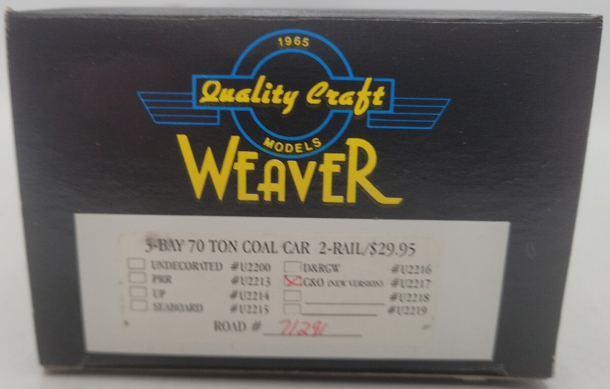 Weaver U2217 O Scale Chesapeake & Ohio Hopper Car #71291 (2-Rail) EX/Box