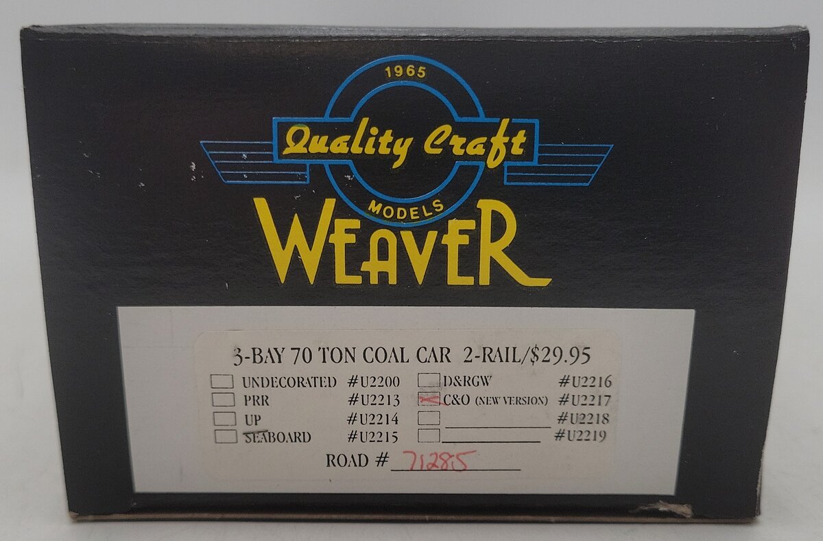 Weaver U2217 O Scale Chesapeake & Ohio Hopper Car #71285 (2-Rail) EX/Box