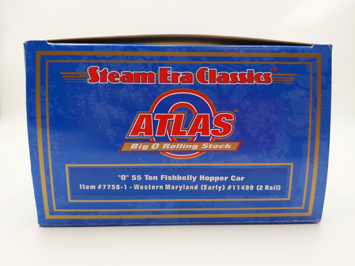 Atlas 7756-1 O Scale Western Maryland 55 Ton Fishbelly Hopper #11499 (2-Rail) EX/Box