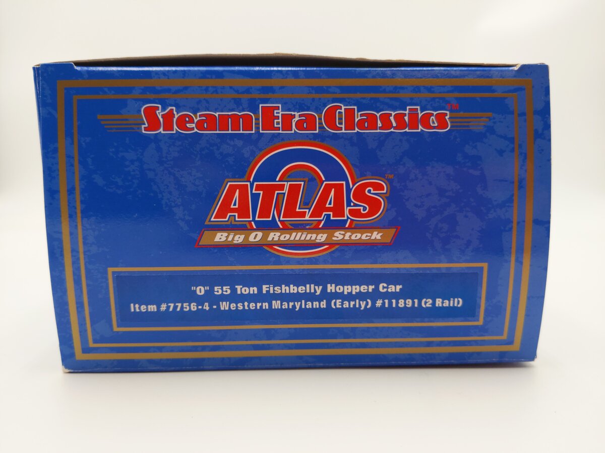 Atlas 7756-4 O Scale Western Maryland 55 Ton Fishbelly Hopper #11891 (2-Rail) EX/Box
