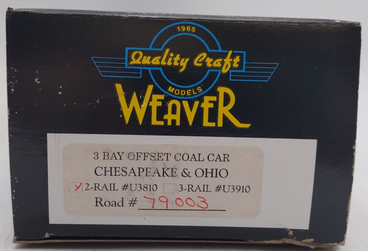 Weaver U3810 O Scale Chesapeake & Ohio Hopper Car #79003 (2-Rail) EX/Box