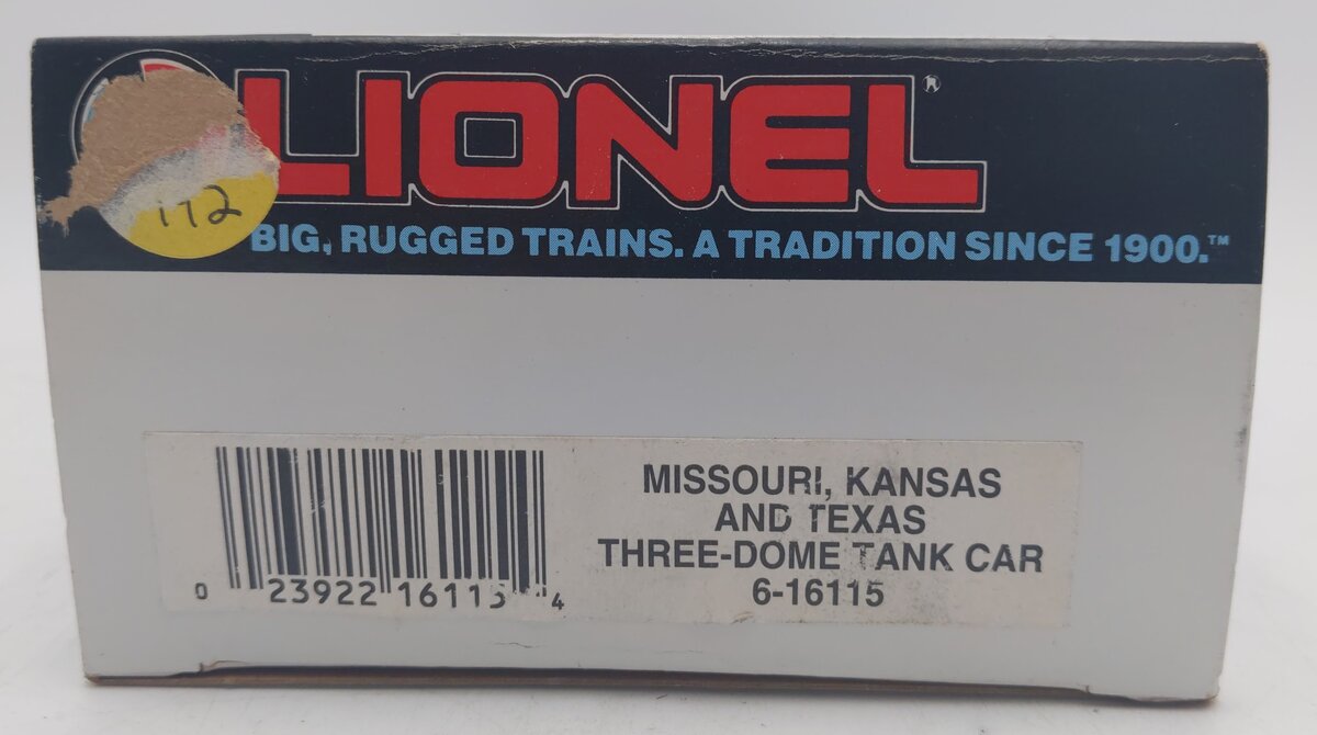 Lionel 6-16115 O Gauge Missouri, Kansas, & Texas Triple Dome Tank Car LN/Box