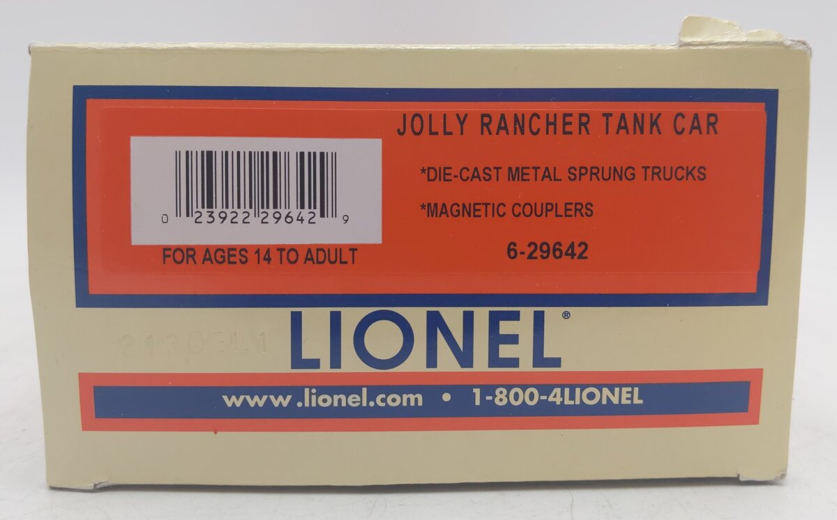Lionel 6-29642 O Gauge Hershey's Jolly Rancher Single Dome Tank Car EX/Box