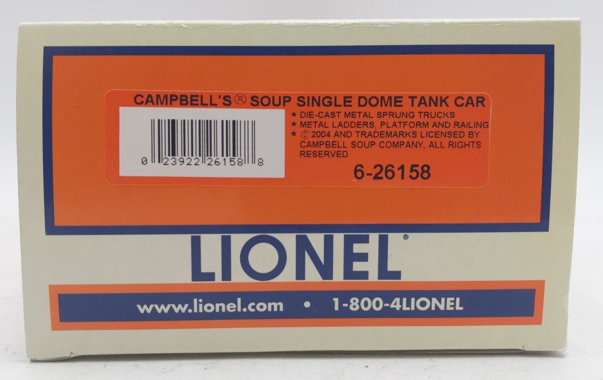 Lionel 6-26158 O Campbell's Soup Tank Car EX/Box
