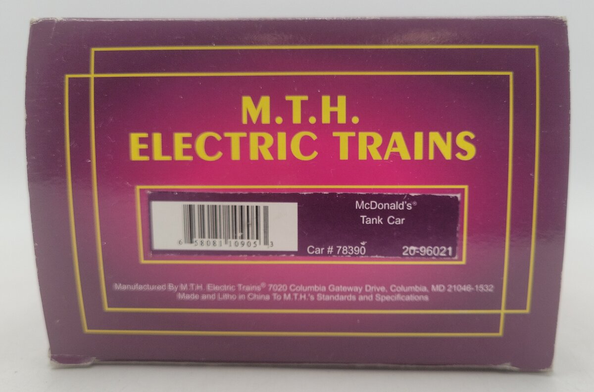 MTH 20-96021 O McDonald's Single Dome Tank Car #78390 LN/Box