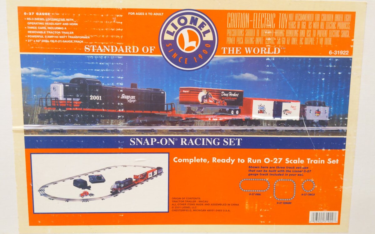 Lionel 6-31922 Snap-On Tool Racing O Gauge Diesel Train Set EX/Box
