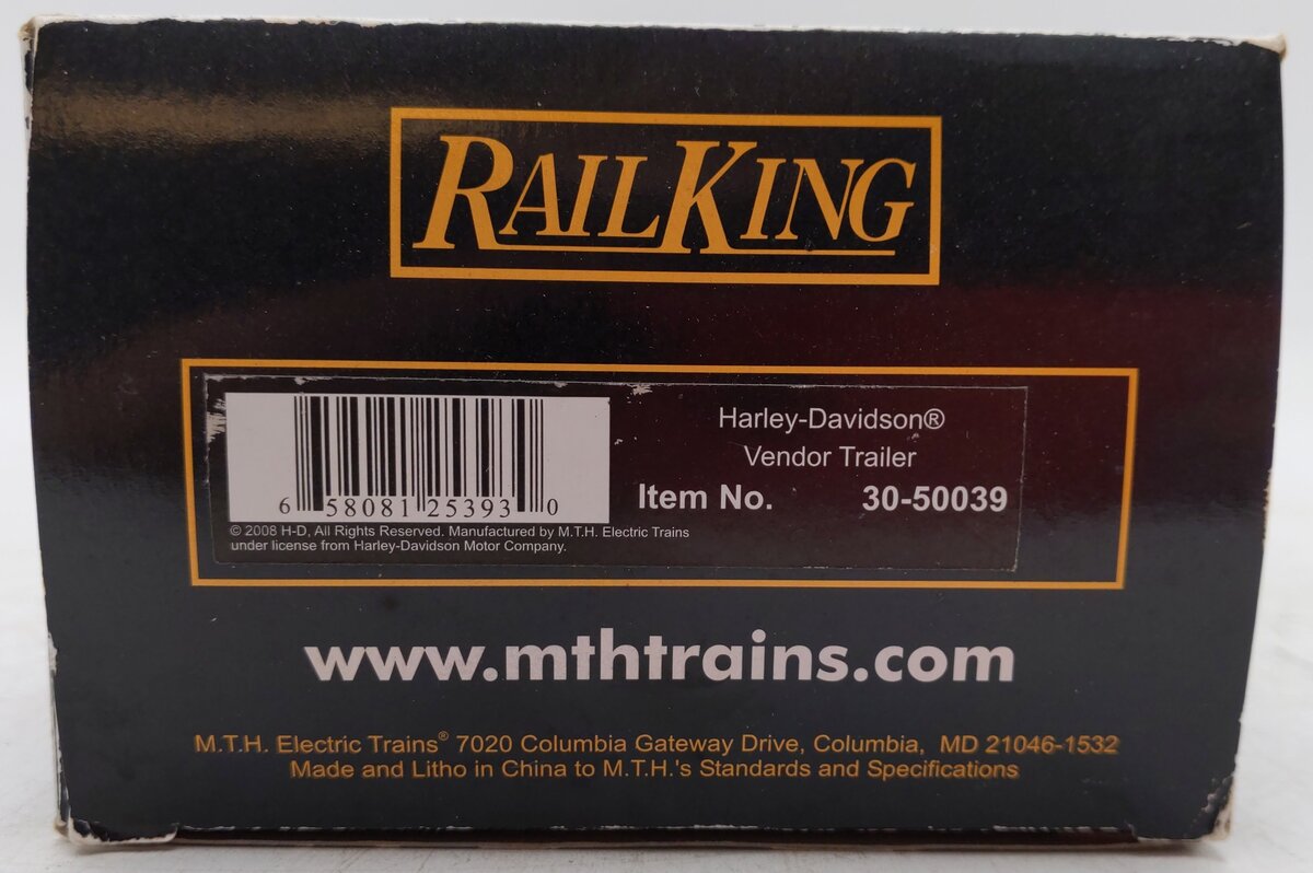 MTH 30-50039 Harley-Davidson Vendor Trailer EX/Box