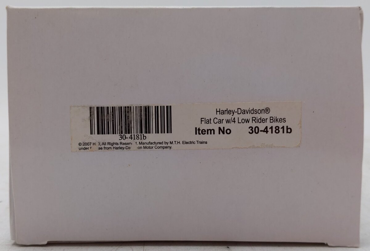 MTH 30-4181b O Gauge Harley Davidson Flatcar w/ Bike Load EX/Box