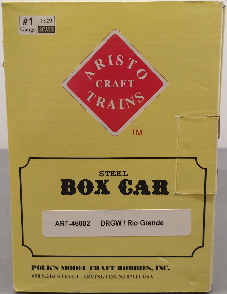 Aristo-Craft 46002 G Scale Rio Grande Boxcar #67990 w/Plastic Wheels LN/Box