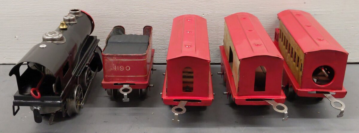 Hafner 1103 Prewar O Custom Tinplate Wind-Up Overland Flyer Steam Freight Set