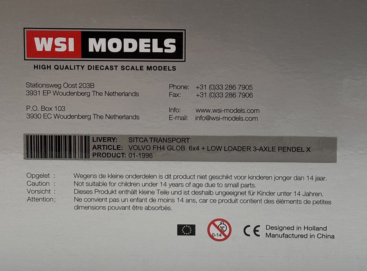 WSI 01-1996 Sitca Transport Volvo FH4 Glob. 6x4 + Low Loader 3-Axle Pendel X LN/Box